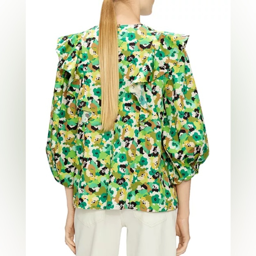 Ted Baker Gigie Printed Frill Shoulder Top in Size 2 - Picture 2 of 9